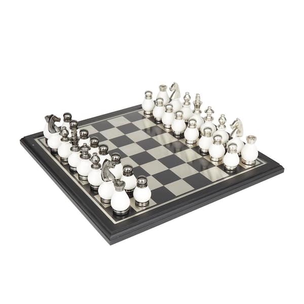 Litton Lane Black Aluminum Chess Game Set