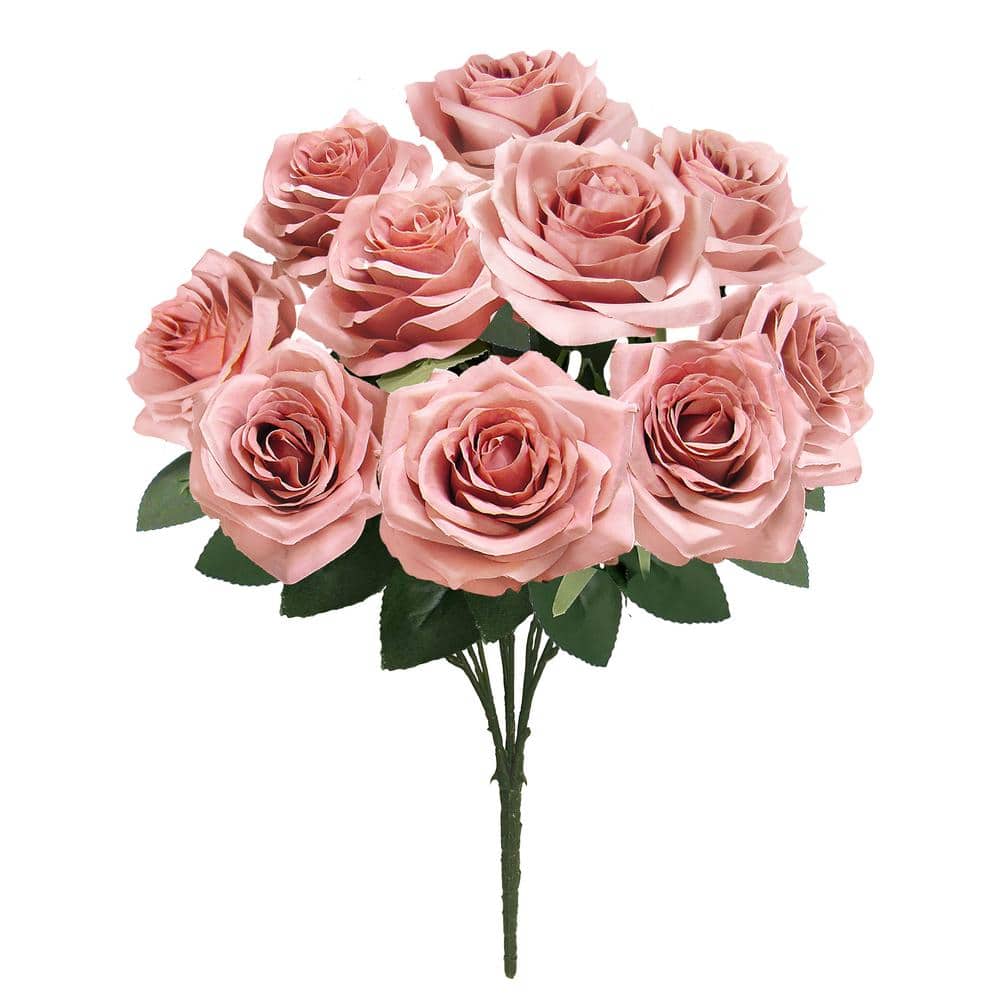 18 in. Deluxe Dusty Mauve Artificial Queen Rose Flower Stem Bush Bouquet (Set of 2) price history on PriceWatchPro