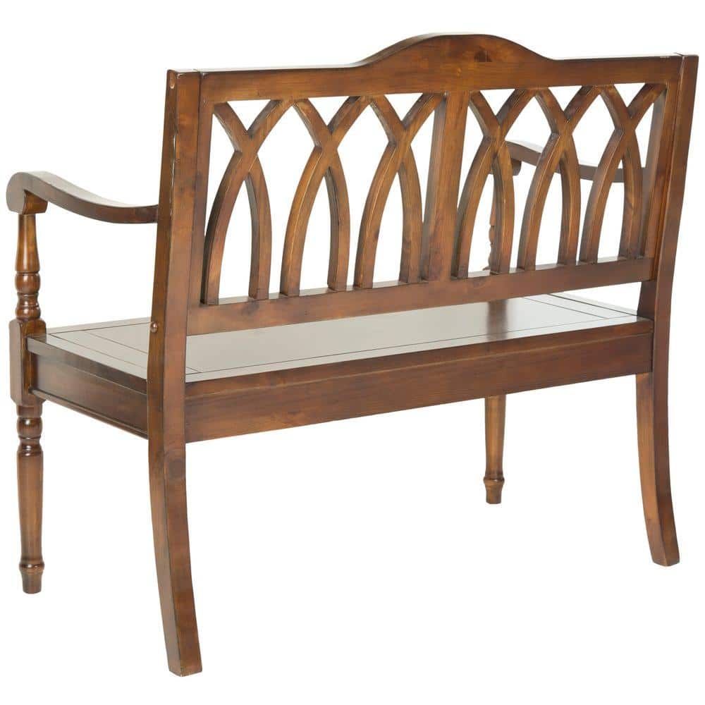 Benjamin Dark Teak Pine Wood Gothic Bench