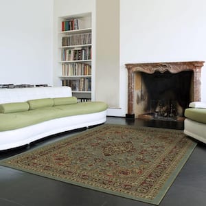 Basics Collection Non-Slip Rubberback Medallion Oriental Design 5x7 Indoor Area Rug, 5 ft. x 6 ft. 6 in., Seafoam Green