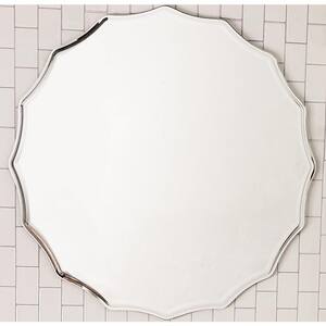 27 in. Single Round Ridge Frameless Mirror with Engraved Edge