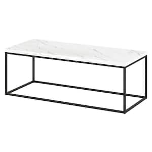 Artur 48 in. Blackened Bronze Rectangular Coffee Table with Faux Marble Top