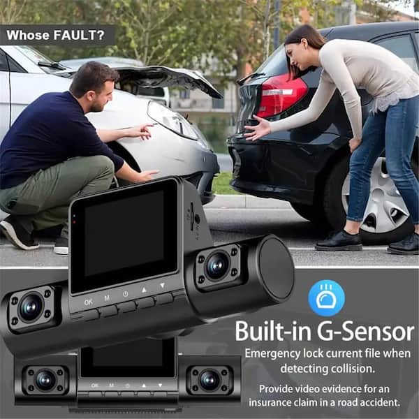 4-Channel Full HD Mirror Dashcam with 1080P Front & 720P Rear/Left/Right Recording, Night Vision