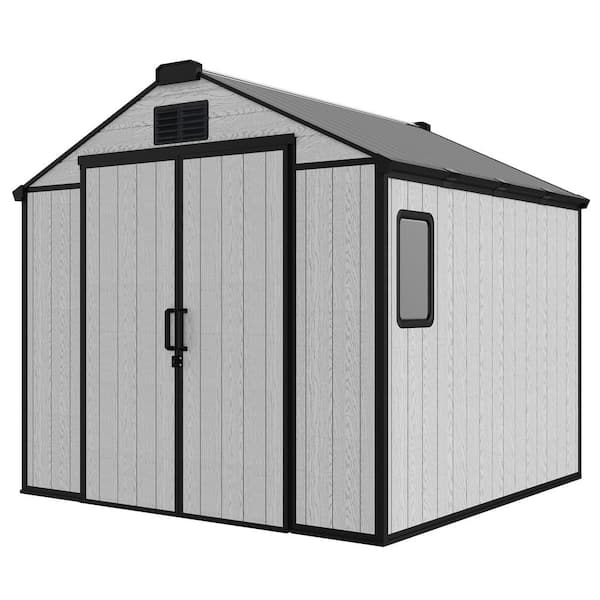 8 ft. W x 8 ft. D Outdoor Large Plastic Resin Storage Shed floor included and Air Vent for Backyard Lawn (64 sq. ft. )