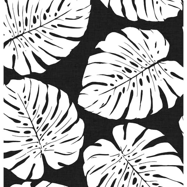 30.75 sq. ft. Shadow Monstera Leaf Vinyl Peel and Stick Wallpaper Roll