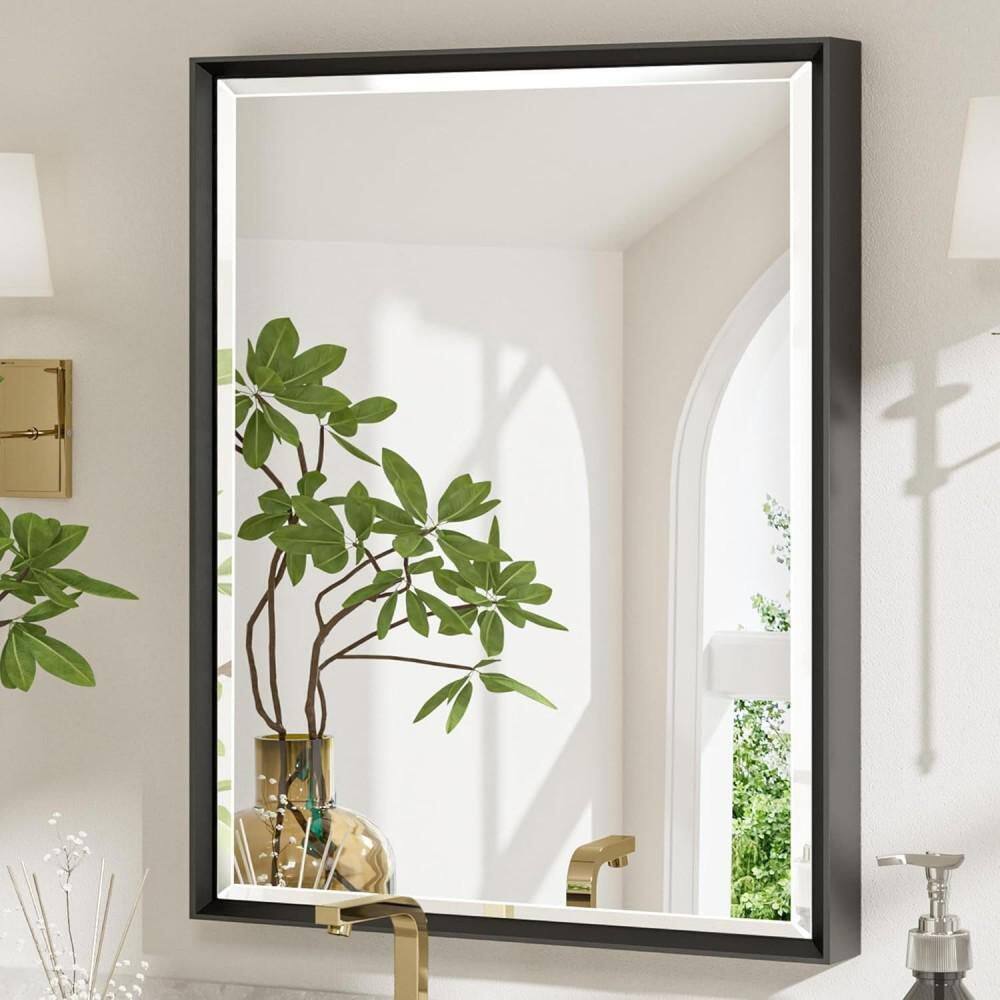 24 in. H x 32 in. W Rectangle Aluminum Framed Mirrors for Bathroom Wall, Black price history on PriceWatchPro