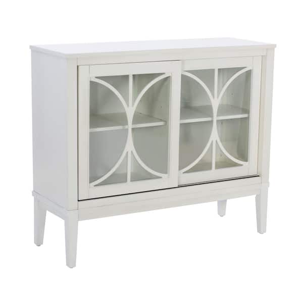 Linon Home Decor Malmun Antique White 36 in. H Accent Storage Cabinet