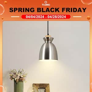 1-Light Modern Indoor Metal Oval Shade Nickel Farmhouse Retro Hanging Mini Pendant Light Fixture for Kitchen Island