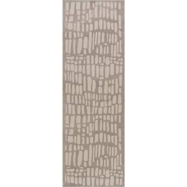 Summit Plush Textured Washable Grey 3 ft. x 8 ft. Indoor Runner Rug