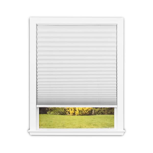 Redi Shade Easy Lift Cut-to-Size White Cordless Room Darkening Fabric Pleated Shades 30 in. W x 64 in. L