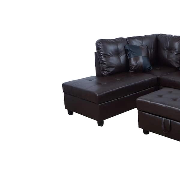 Star Home Living Brown Faux Leather 3, Brown Leather Storage Sofa