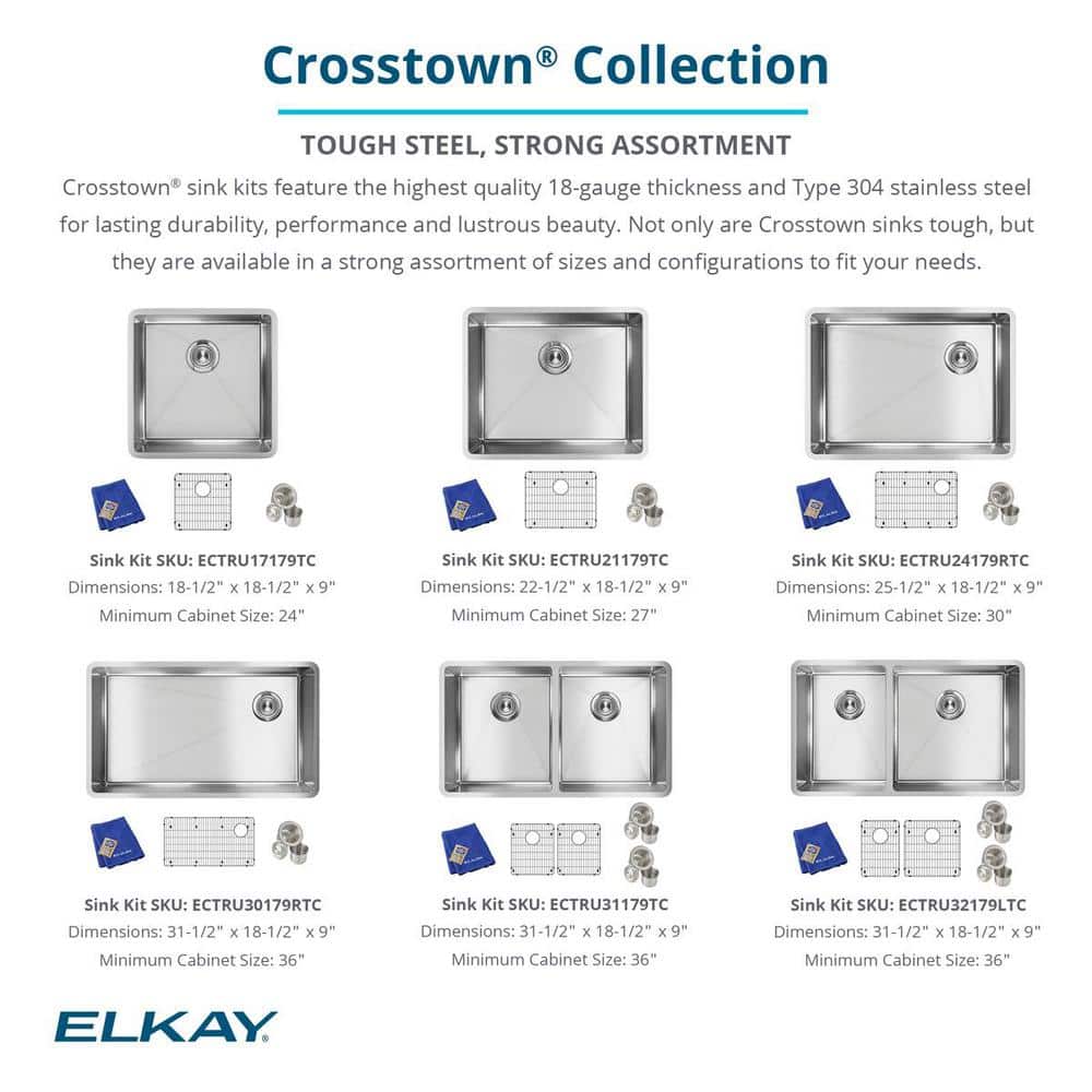 Elkay 31.5" Polished Satin Stainless Steel Double Bowl Undermount Sink
