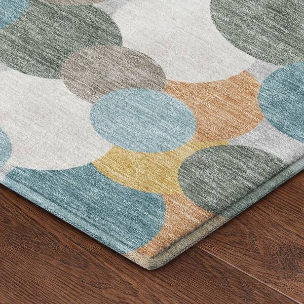 Mayfield Premium Machine Washable Abstract AMF2450 Teal 10 ft. x 14 ft. Area Rug
