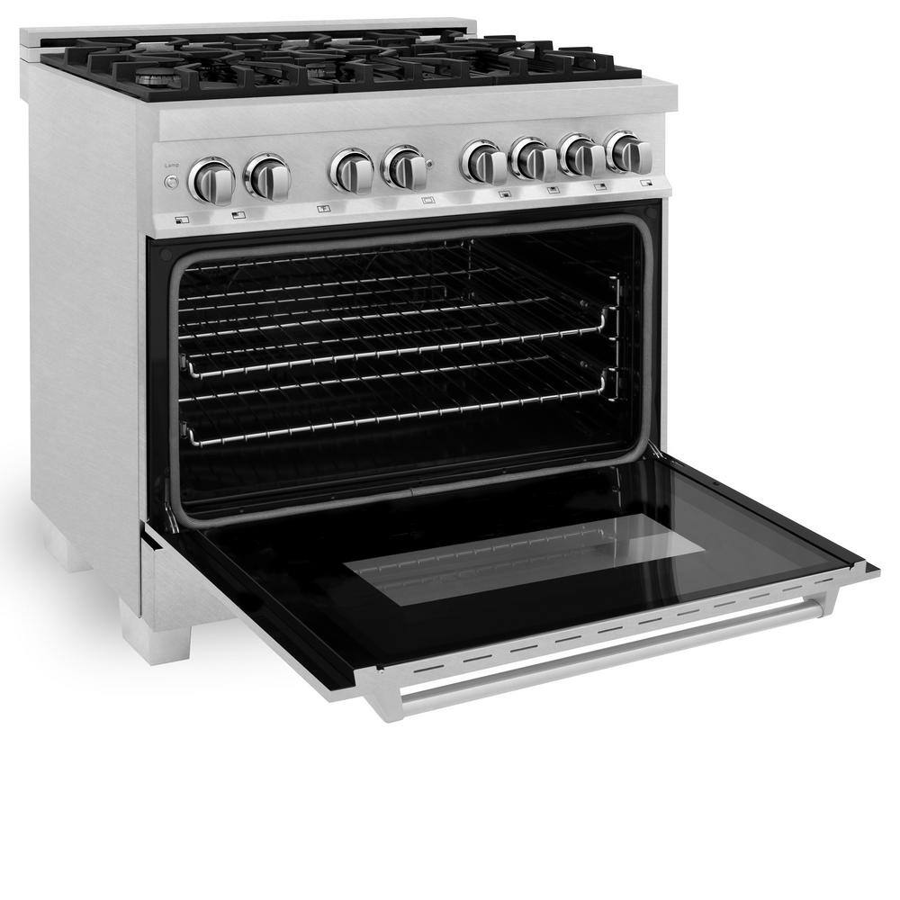 ZLINE 36" DuraSnow Stainless Steel Dual Fuel Range with 6 Burners