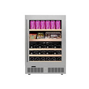 Dual Zone 23 in. Built-in 43-Bottles or 28-Bottles and 45-Cans Wine and Beverage Cooler - Reversible Door in Stainless