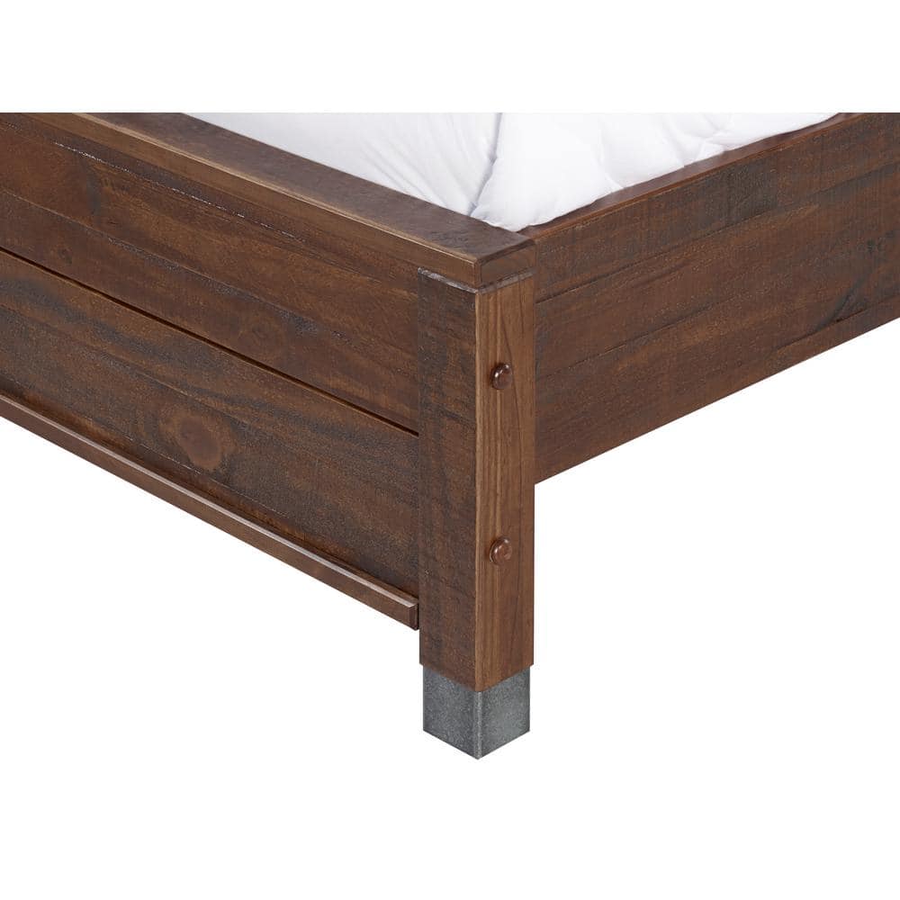 Baja Full/Double Platform Bed in Walnut with Solid Pine Wood Frame