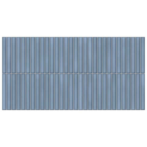 Spanish Lingot 12 in. x 24 in. x 9mm 3D Glazed Fluted Porcelain Wall Tile Case-Blue (5 Piece, 10.76 sq. ft. / Case)