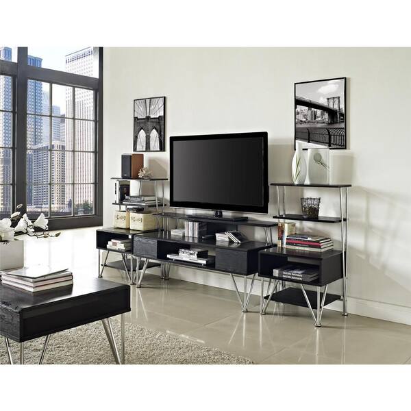 Altra Furniture Rade Black and Silver Shelved Entertainment Center