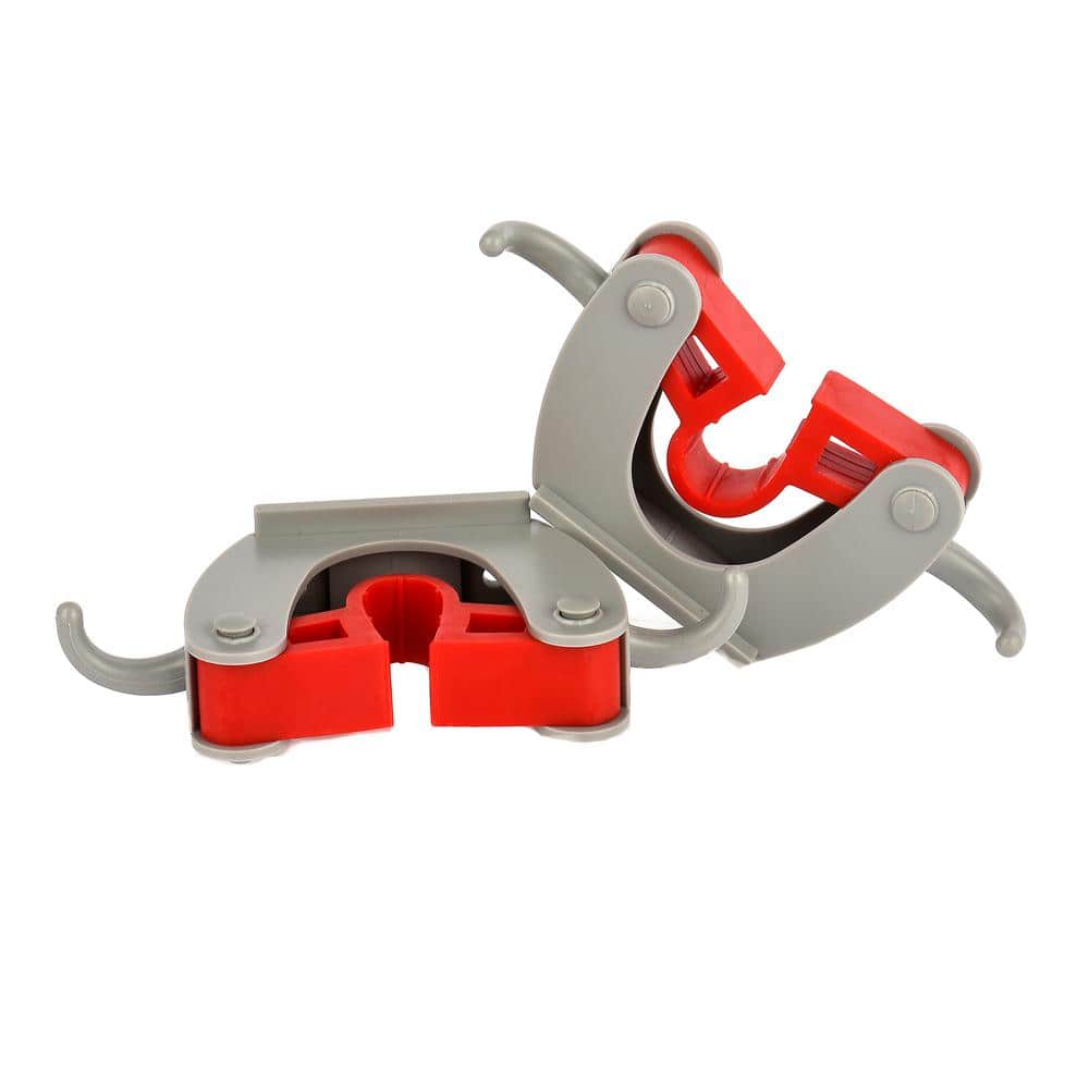 4.6 in. Wall Mounted Mop and Broom Holder with 2-Hooks (2-Pack)