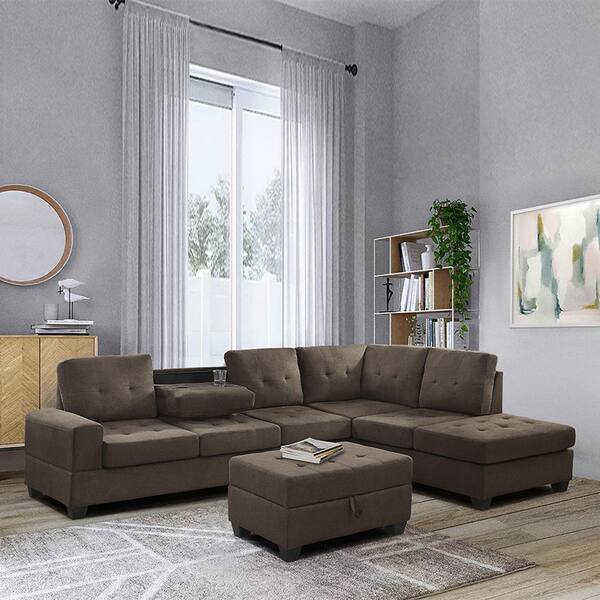 Lazzara Colrich 111.5 in. Straight Arm 2-piece Microfiber