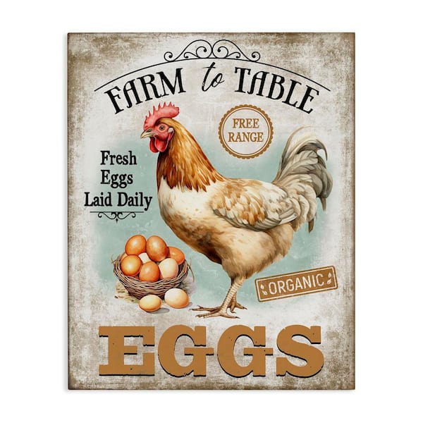 Stupell Industries Vintage Farm Eggs by Creatif Belle Unframed Animal Graphic Art Print 48 in. x 36 in.