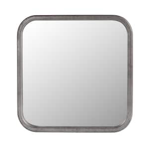 Pewter 24 in. W x 24 in. H W Square Framed Hanging Wall Mirror