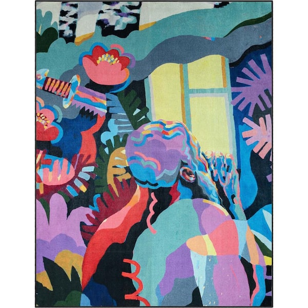 Misha The Sunday Jungle Home Modern Abstract Multi 7 ft. 7 in. x 9 ft. 10 in. Area Rug