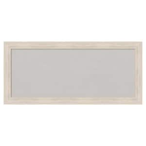 Hardwood Whitewash Narrow Wood Framed Grey Corkboard 33 in. x 15 in. Bulletin Board Memo Board