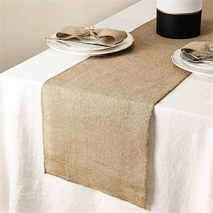 12 in. x 71 in. Natural Burlap Table Runner Jute Vintage for Wedding, Parties, Everyday, Holidays (Set of 2)
