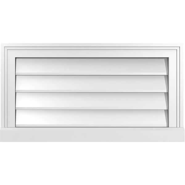 Ekena Millwork 26 in. x 14 in. Vertical Surface Mount PVC Gable Vent: Decorative with Brickmould Sill Frame