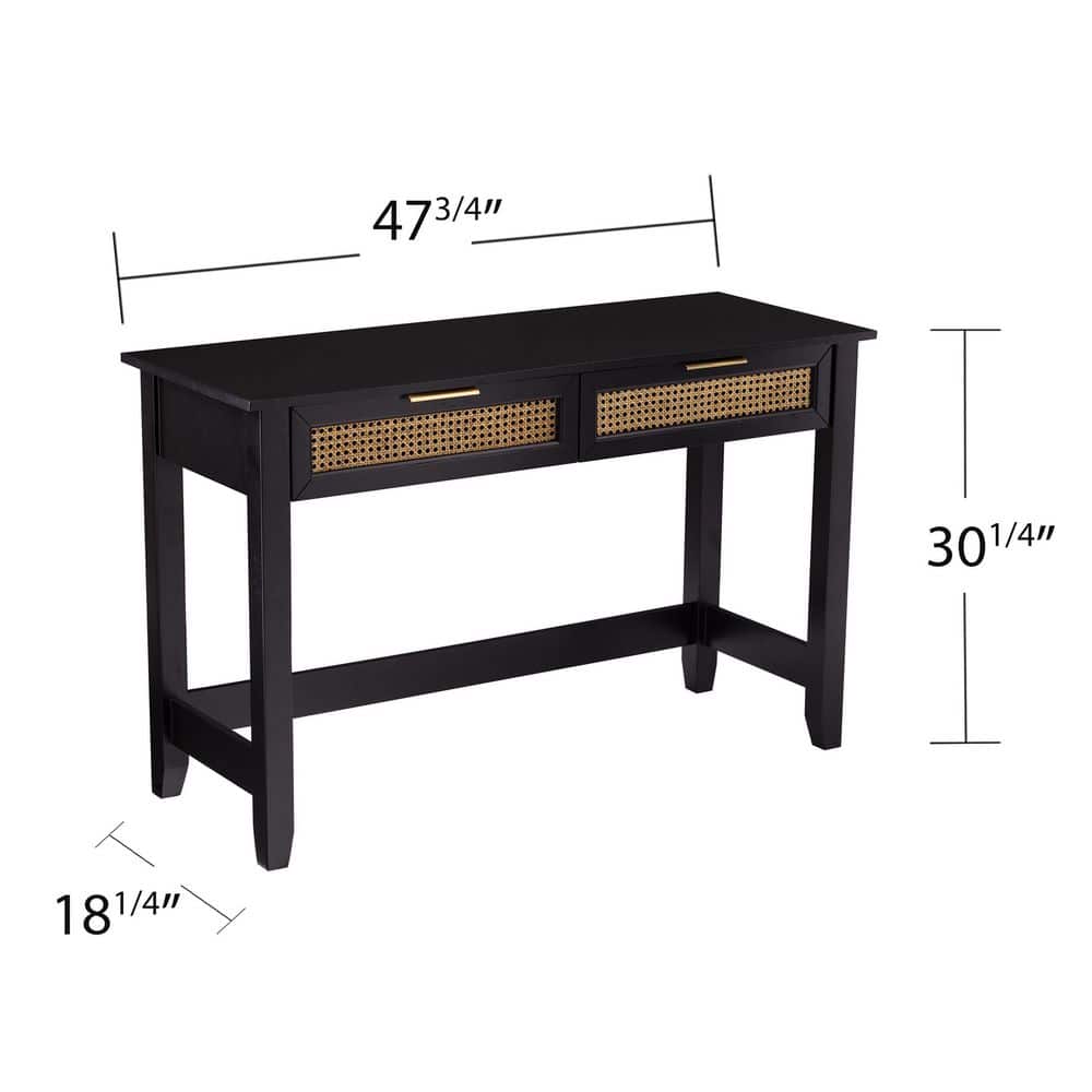 Chekshire 53" Black and Natural Wood Storage Console