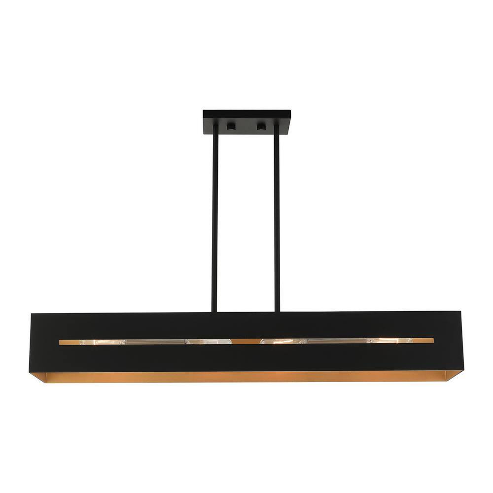 Soma Textured Black and Brushed Nickel 4-Light Linear Chandelier