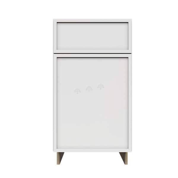 Slim Shaker Assembled 18 in. W x 34.5 in. H x 24 in. D Trash Can Base Kitchen Cabinet in White