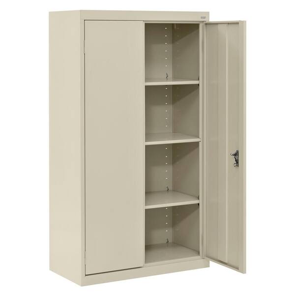 Sandusky System Series 30 in. W x 64 in. H x 18 in. D Putty Double Door Storage Cabinet with Adjustable Shelves