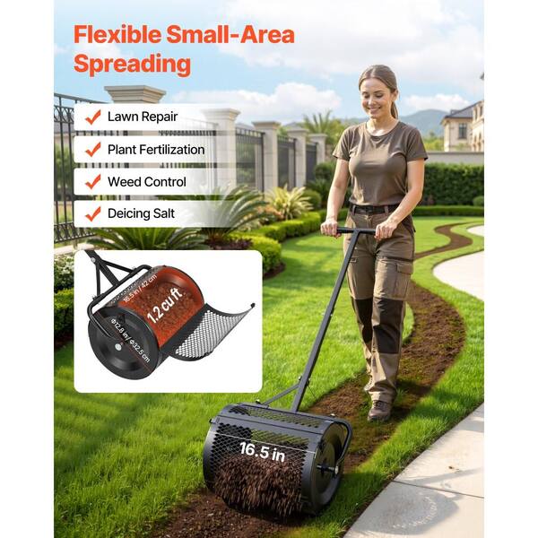 16.5‑Inch Peat Moss Compost Spreader, 3‑Height Adjustable Steel 16.5‑Inch Peat Moss Compost Spreader, 3‑Height Adjustable Steel