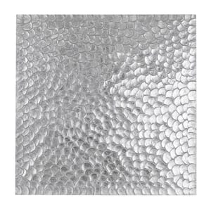 Wood Silver Carved Scales Abstract Wall Decor with Hammered Inspired Design
