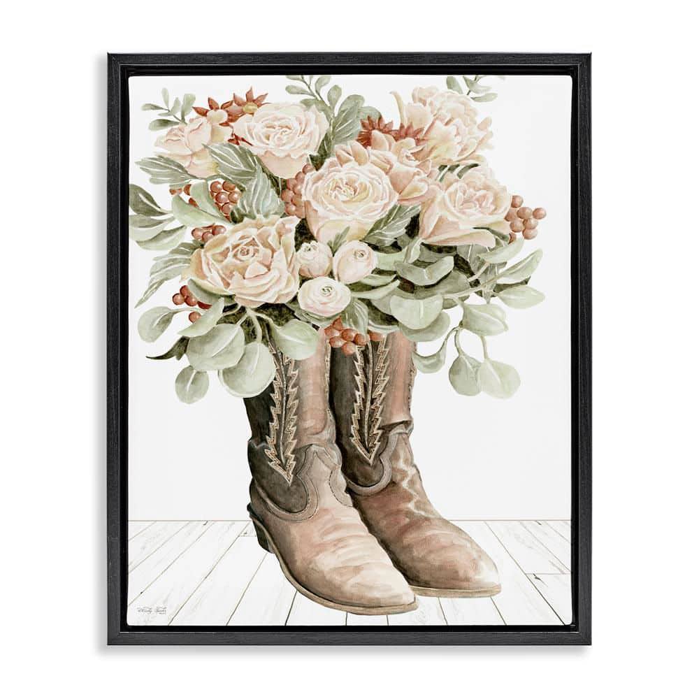 Chic Bouquet Boots by Cindy Jacobs Black Floater Frame Nature Graphic Art Print 31 in. x 25 in. price history on PriceWatchPro