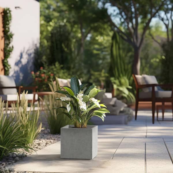 Sapcrete Modern 10 in. High Large Tall Square Stone Finish Outdoor