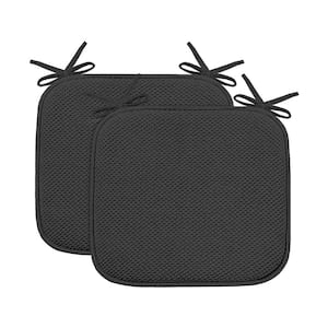 16 in. x 16 in. Non Slip Memory Foam Seat Chair Cushion Pads with Ties - (2-Pack)
