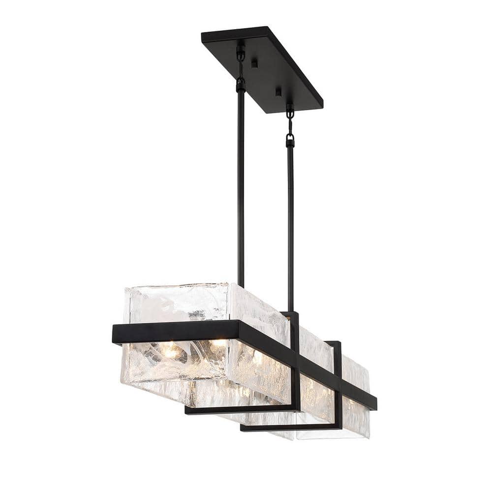Coal and Cloud Glass 12-Light Linear Chandelier