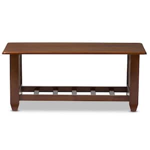 Larissa 41 in. Medium Brown Large Rectangle Wood Coffee Table with Shelf