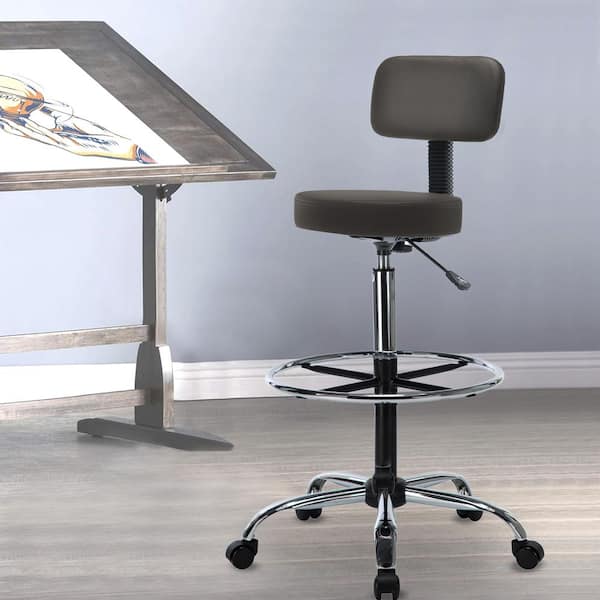 MAYKOOSH Blue High Back Metal Frame Adjustable Cushioned Bar Stool with Fabric seat, Swivel Bar Leather Stools (Set of 2)