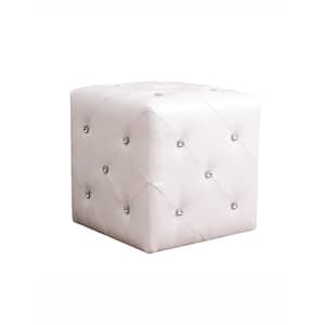 15 in. White Forza Tufted Upholstered Ottoman