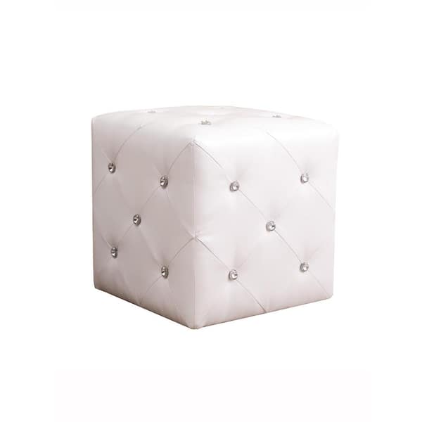 Warehouse of Tiffany 15 in. White Forza Tufted Upholstered Ottoman