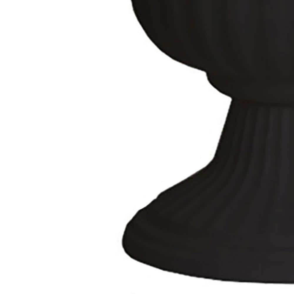 Black 14" UV-Coated Resin Fluted Outdoor Urn Planter Set