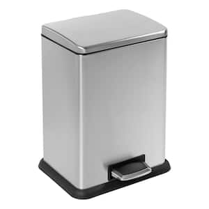 15.3 Gal. Silver Stainless Steel Wide Step Trash Can with Lid