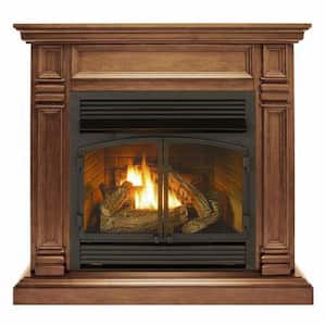44 in. Ventless Dual Fuel Gas Fireplace in Toasted Almond with Thermostat Control