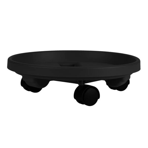 Bloem Caddy Round 12 in. Black Plastic Plant Stand Caddy with Wheels