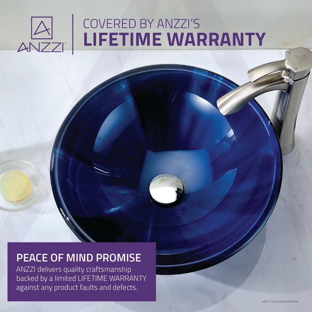 Lustrous Blue Round Glass Above-Counter Vessel Sink