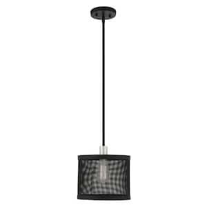 Industro 1 Light Black with Brushed Nickel Accents Pendant